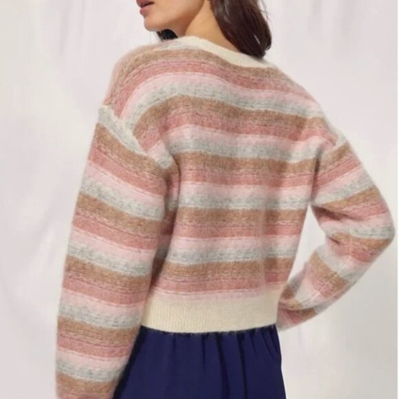 Aritzia Wilfred Cadence Soft Pastel Striped Mohair Blend Sweater (size XXS) - Picture 3 of 11